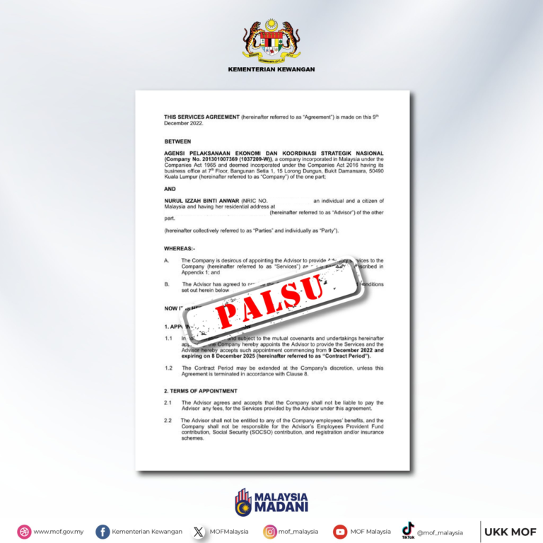 MOF nafi Nurul Izzah dibayar RM35,000 sebagai penasihat Laksana