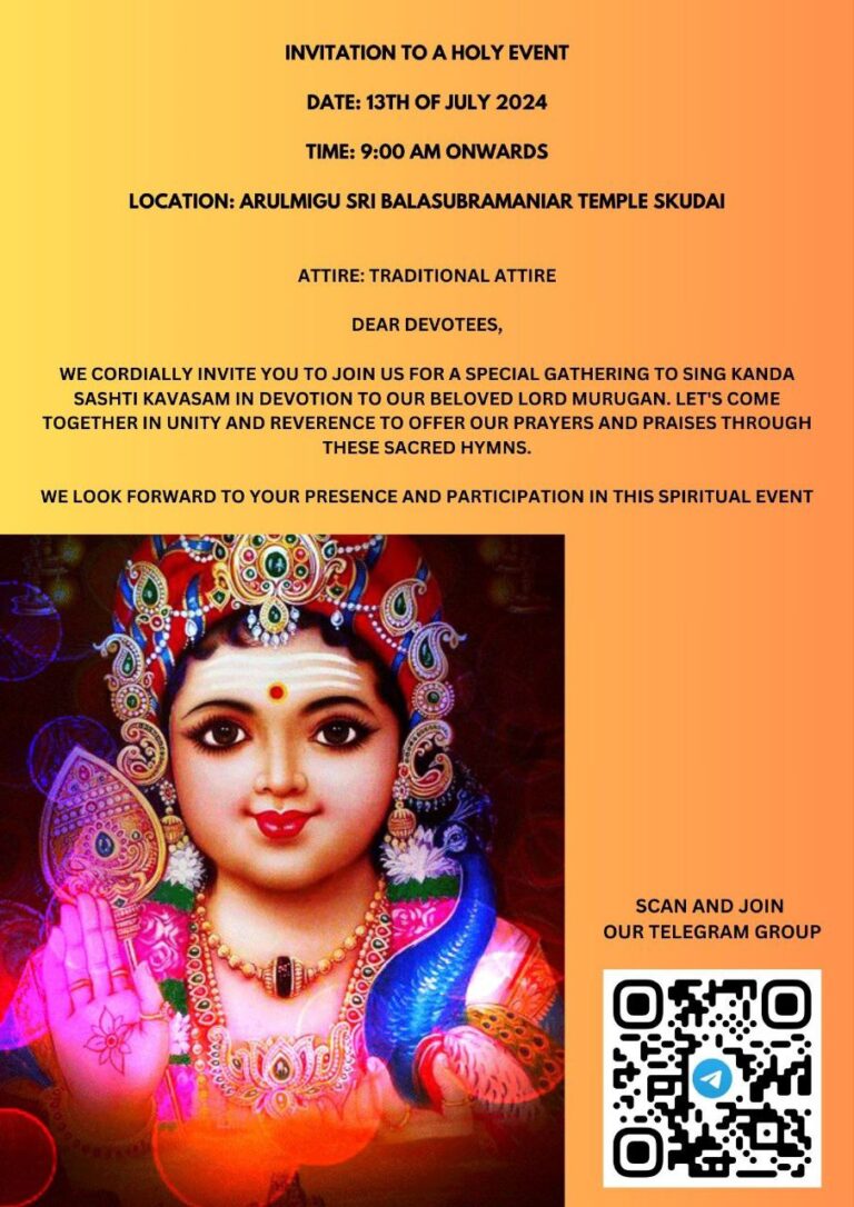 Skanda Sashti Kavasam rendition in Johor next month