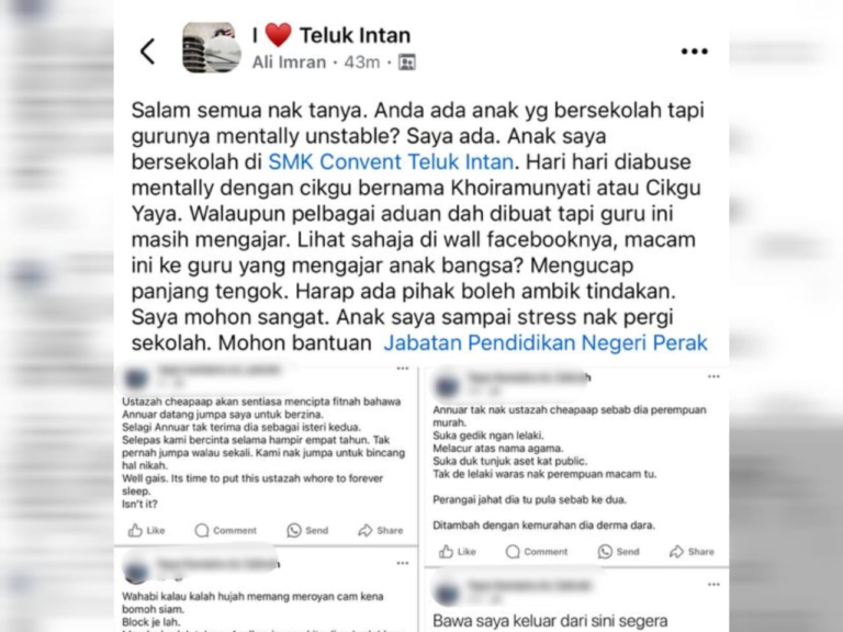 Guru sekolah menengah didakwa dera mental pelajar, status FB penuh kata kesat