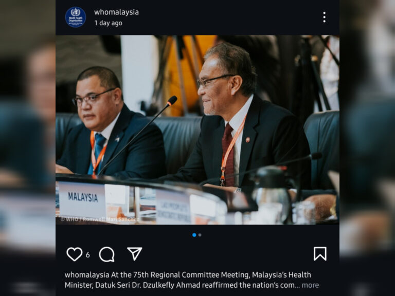 Dr Dzulkefly buat kemunculan sampaikan kenyataan negara di Mesyuarat WHO Pasifik Barat