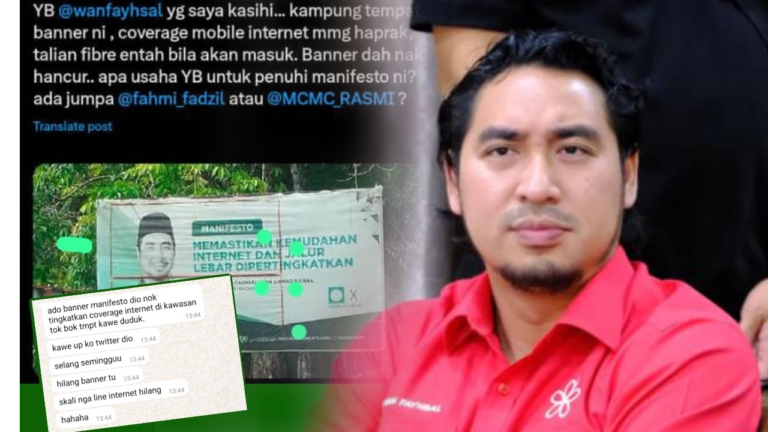 Video : Masalah penyokong Pas di Kelantan ‘selesai’ bila banner janji kemudahan jalur lebar hilang