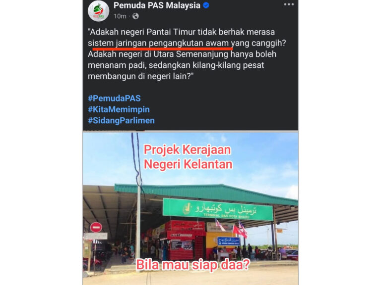 Pemuda Pas cakap tentang pengangkutan awam tapi stesen bas KB pun tak siap