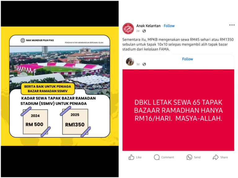 Sewa bazar Ramadan di KL pun RM500 je, hebat lagi Kelantan RM1,300