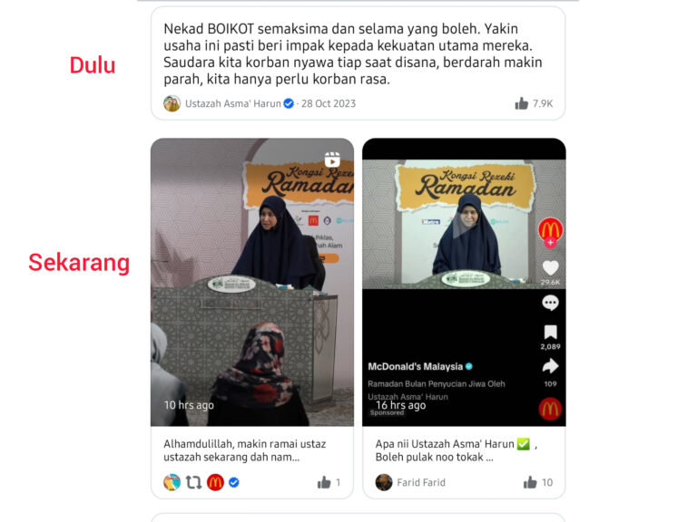 Sebelum ini ajak boikot, sekarang ustazah ini kena sindir