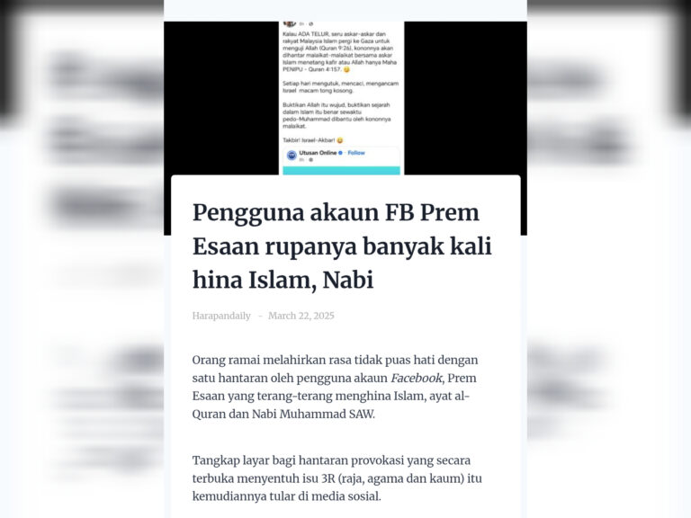 Padah hina agama Islam dan Al-Quran, Prem Esaan dicekup polis