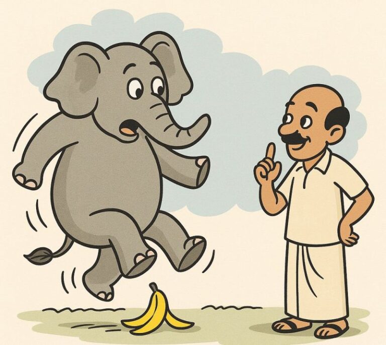 Even the elephant slips