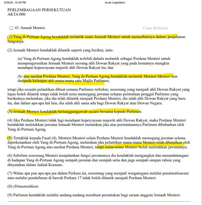 Perletakan jawatan Menteri dalam perlembagaan