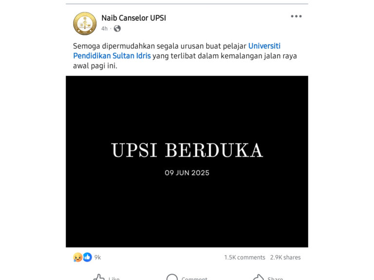 Sah 15 pelajar terkorban, hantaran Facebook ‘UPSI berduka’ runtun hati