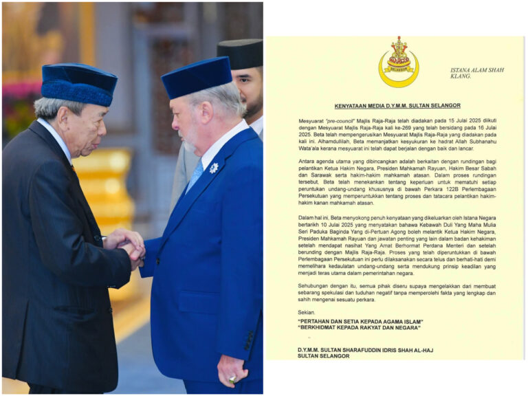 Sultan Selangor titah jangan buat spekulasi, tuduhan negatif isu pelantikan hakim