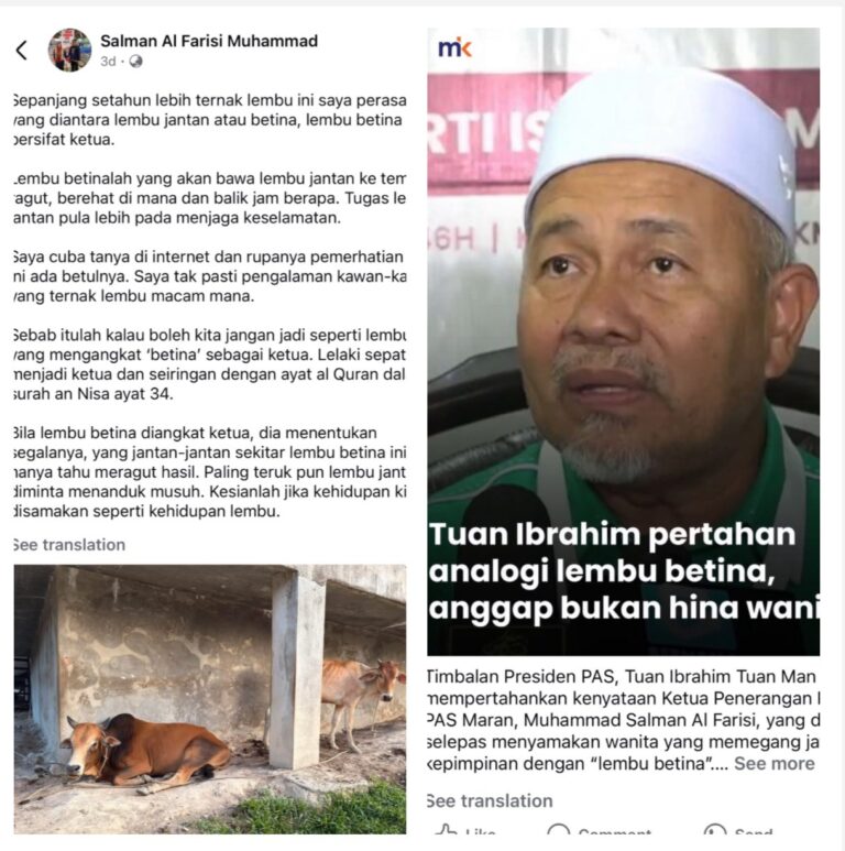 Azalina bagi amaran pemimpin samakan wanita dengan lembu betina