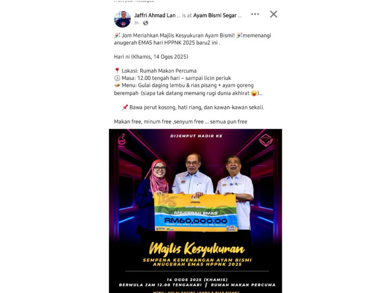 Selepas terima Anugerah Emas, Ayam Bismi buat kenduri makan percuma