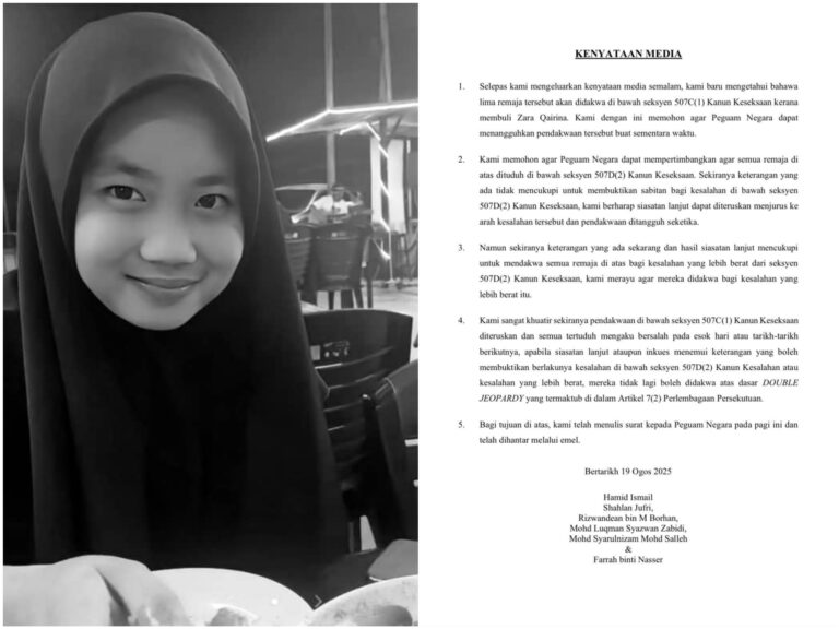 Apa maksud keluarga Zara minta tangguh dakwa 5 remaja? Ini penjelasan mudah faham