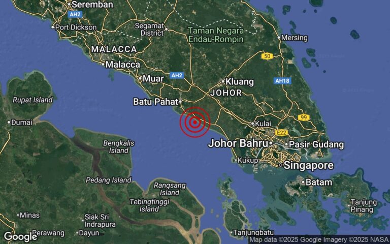 Perairan Batu Pahat pula bergegar, ini gempa kesembilan melanda Johor