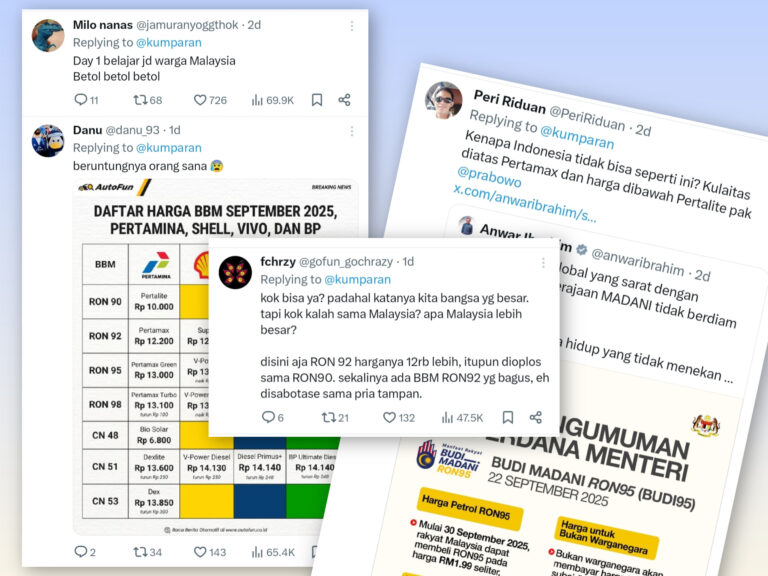 Media Indonesia lapor RON95 Malaysia turun harga, netizen seberang terkejut