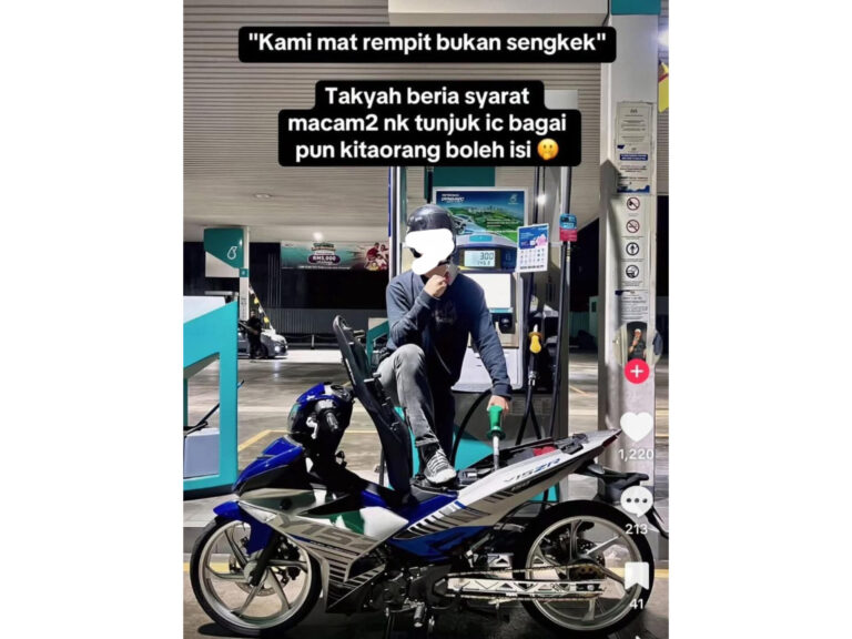 Mat rempit isi minyak RON97 sebagai protes syarat tunjuk IC
