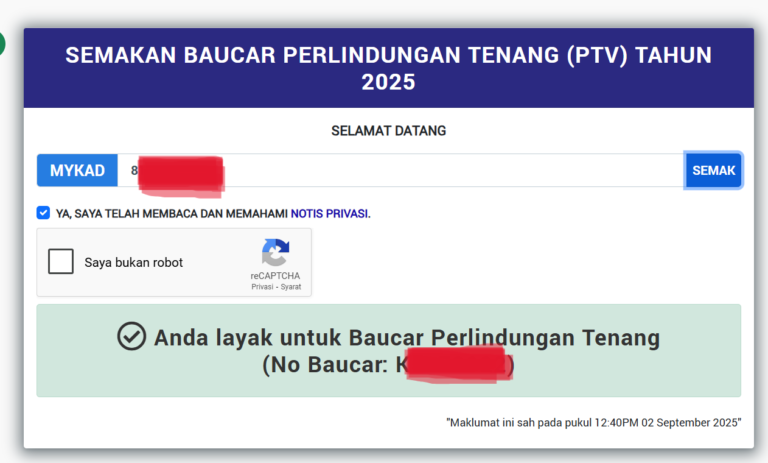 Lagi berita baik, Baucar Perlindungan Tenang 3.0 kini boleh dimanfaat