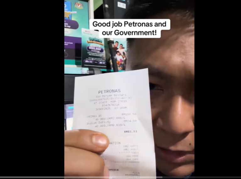 Pengguna ingatkan harga sebenar RON95 bersubsidi terpampang di resit