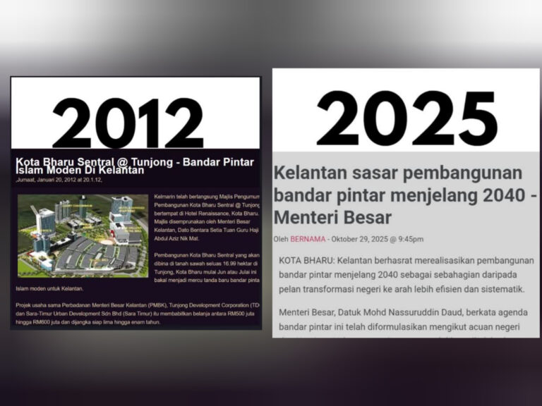 Banyak projek bandar baru diumum Kelantan sejak 2012, tapi satu pun tak jadi