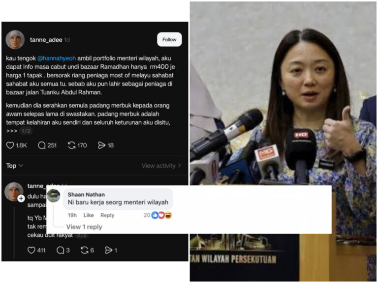 Ini baru kerja Menteri Wilayah, Hannah Yeoh tuai pujian turunkan caj tapak bazar