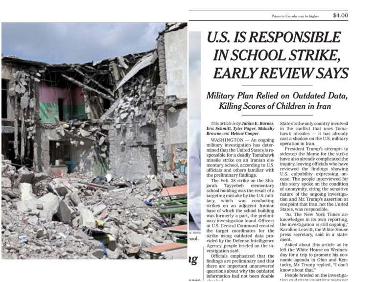 Media AS lapor siasatan awal dapati peluru berpandu Amerika yang bunuh ratusan pelajar Iran