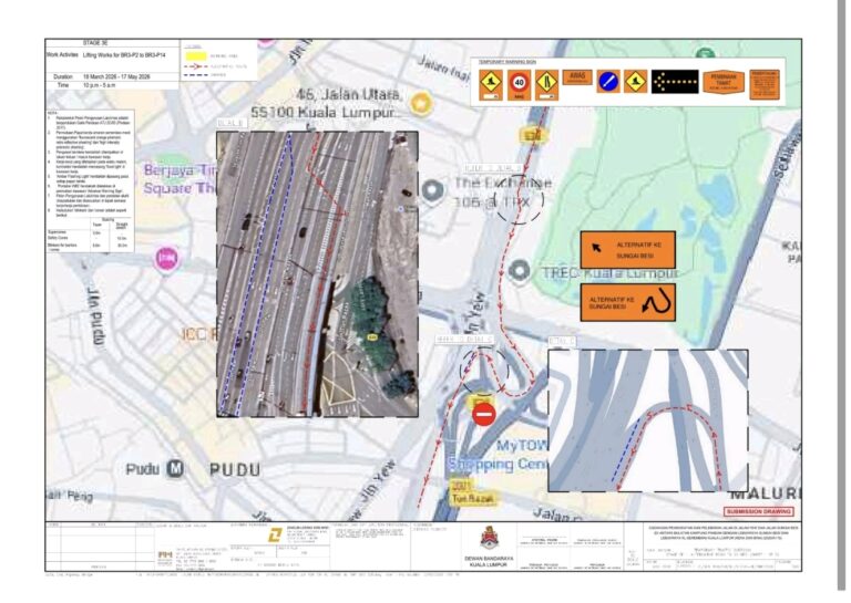 Laluan sekitar Tun Razak Exchange (TRX) ke bulatan Pudu ditutup sementara