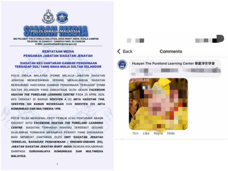 Polis berjaya kesan pemilik FB muat naik gambar hina Sultan Selangor