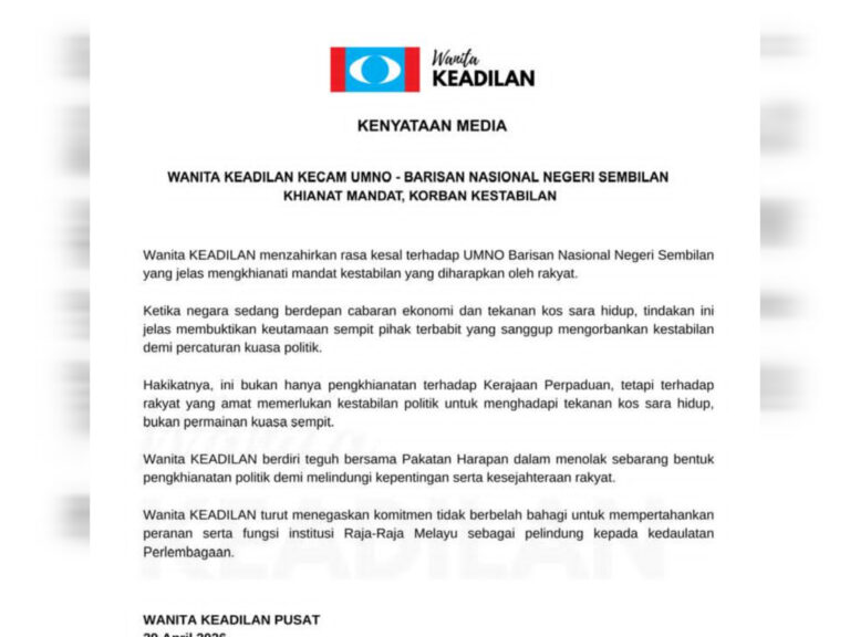 BN Negeri Sembilan bukan sekadar khianat Kerajaan Perpaduan, tapi khianat rakyat