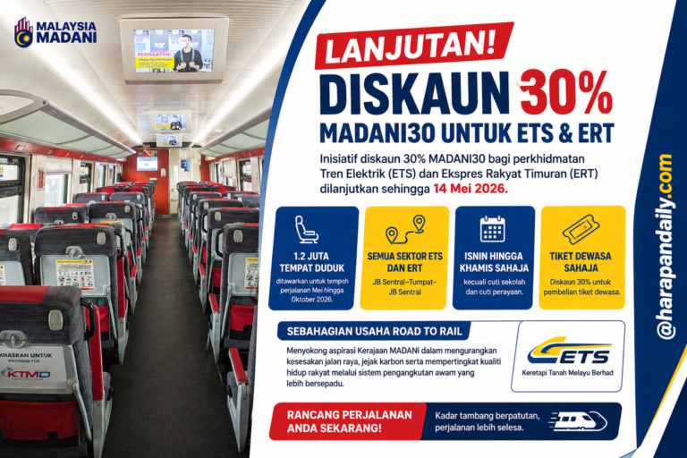Diskaun 30% tiket tren dilanjut, ramai ‘serbu’