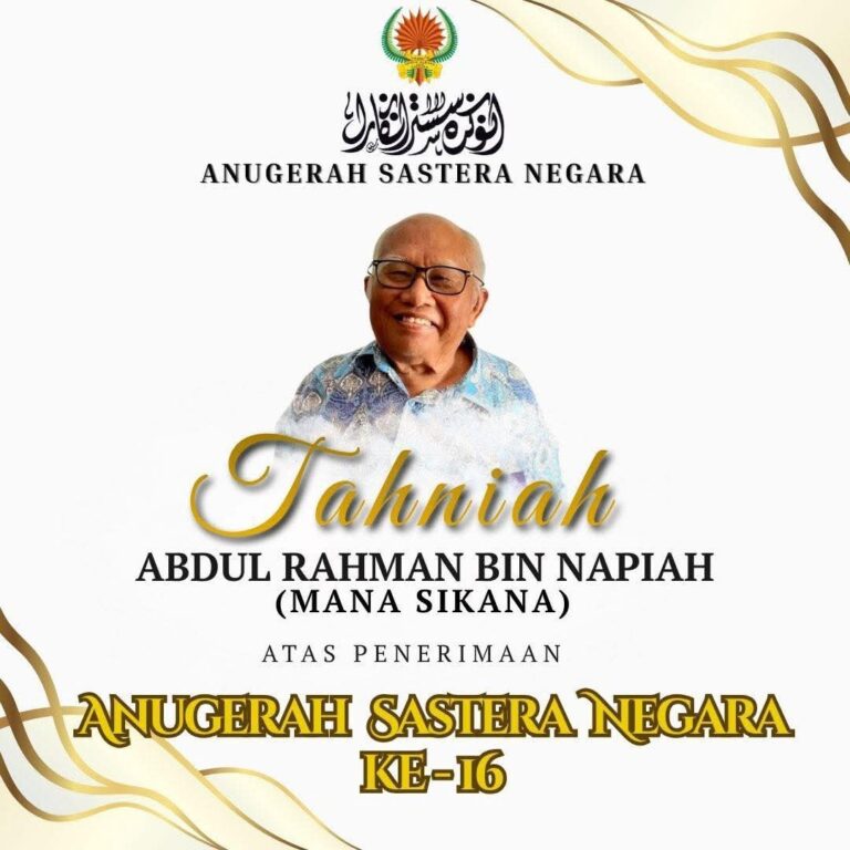 Mana Sikana dinobat Sasterawan Negara ke-16