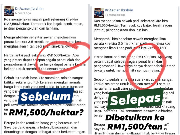 Exco Pertanian Terengganu dari Pas pun tak berani pertahankan RM3,000 per tan