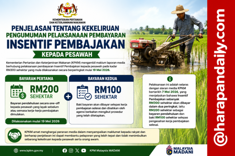 Pesawah dapat RM300 terus? Ini penjelasan KPKM  bayaran insentif pembajakan