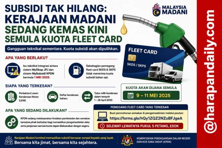 Subsidi tak hilang: Kerajaan sedang kemas kini semula kuota fleet card 