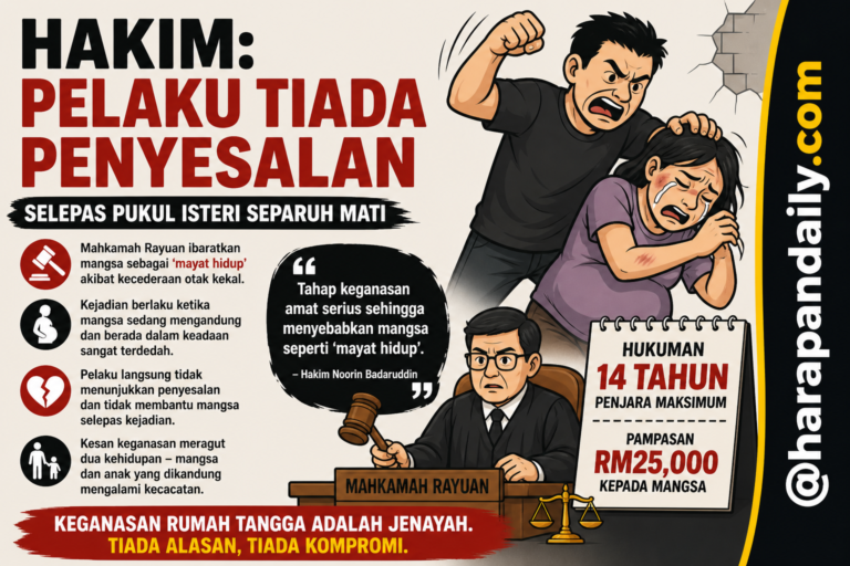 Pukul isteri jadi ‘mayat hidup’ – Hakim kata pelaku langsung tiada penyesalan