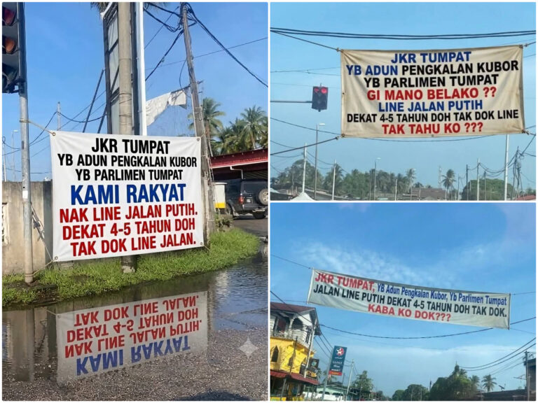 Penduduk gantung kain rentang cari MP Tumpat, ADUN Pengkalan Kubor