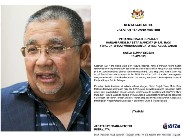 Agong tarik gelaran Tan Sri dari Isa Samad