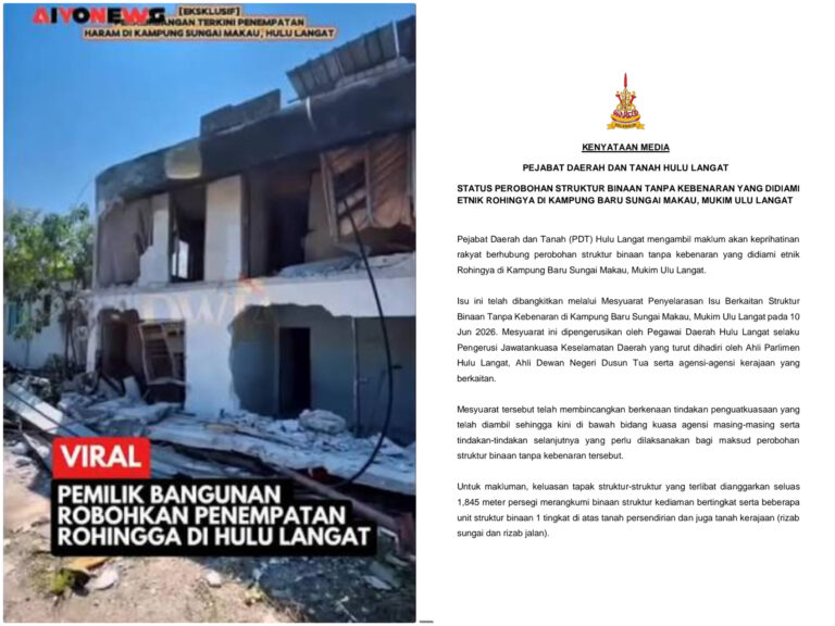 PDT Hulu Langat perjelas status perobohan rumah flat etnik Rohingya