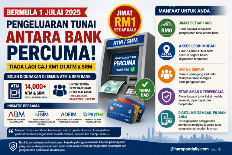 Lepas ini tak perlu bayar RM1 lagi! Semua ATM bank di Malaysia?
