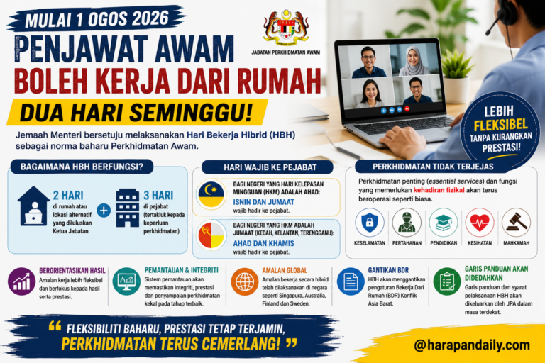 Penjawat awam boleh kerja dari rumah dua hari seminggu mulai Ogos ini