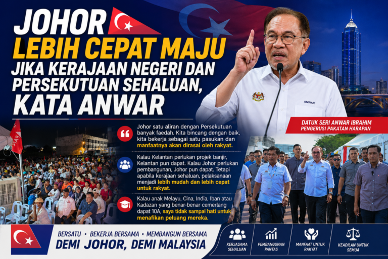 Johor lebih cepat maju jika kerajaan negeri dan Persekutuan sehaluan, kata Anwar