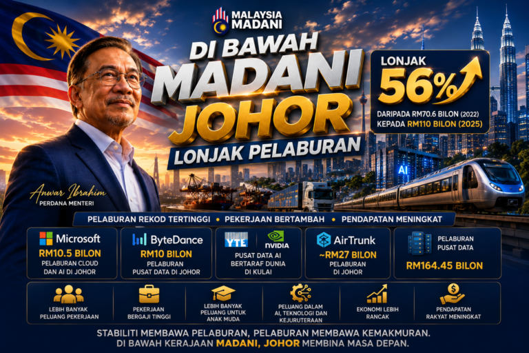 Johor lonjak pelaburan 56%, muncul hab AI serantau di bawah MADANI