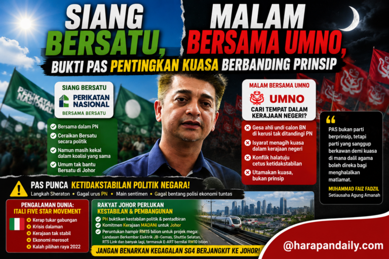 Siang Bersatu, malam bersama Umno, bukti Pas pentingkan kuasa berbanding prinsip.