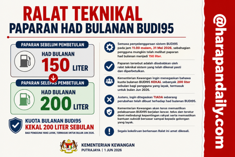 Kuota BUDI95 turun ke 150 liter? Rupanya sistem bermasalah, kerajaan sahkan kekal 200 liter