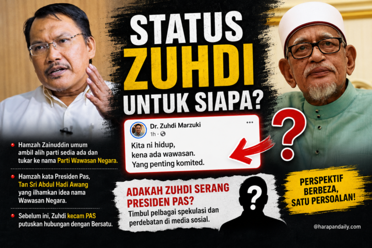 “Kita nim hidup, kenam ada wamwamsan. Yam petim kompidem”  – Status Zuhdi untuk siapa?