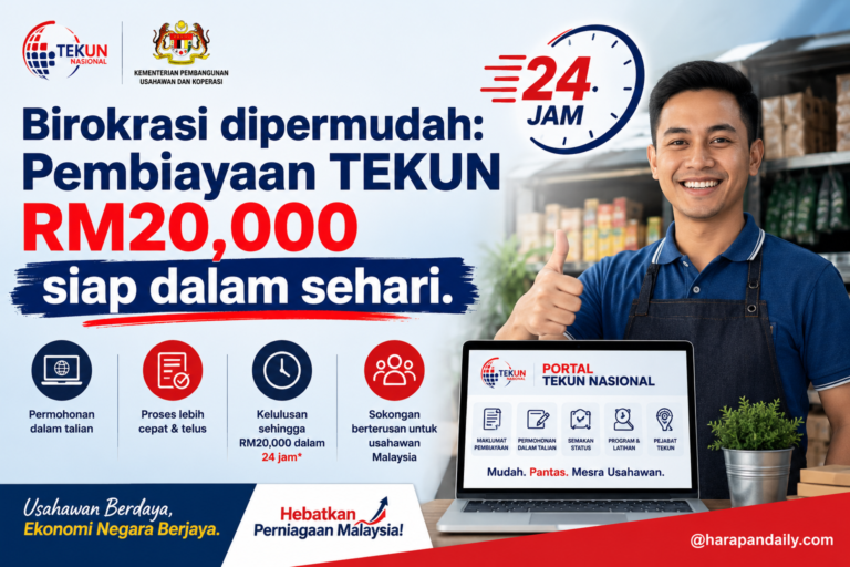 Birokrasi dipermudah: Pembiayaan TEKUN RM20,000 siap dalam sehari 