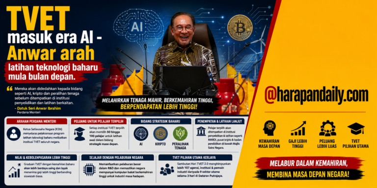 TVET masuk era AI – Anwar arah latihan teknologi baharu mula bulan depan 
