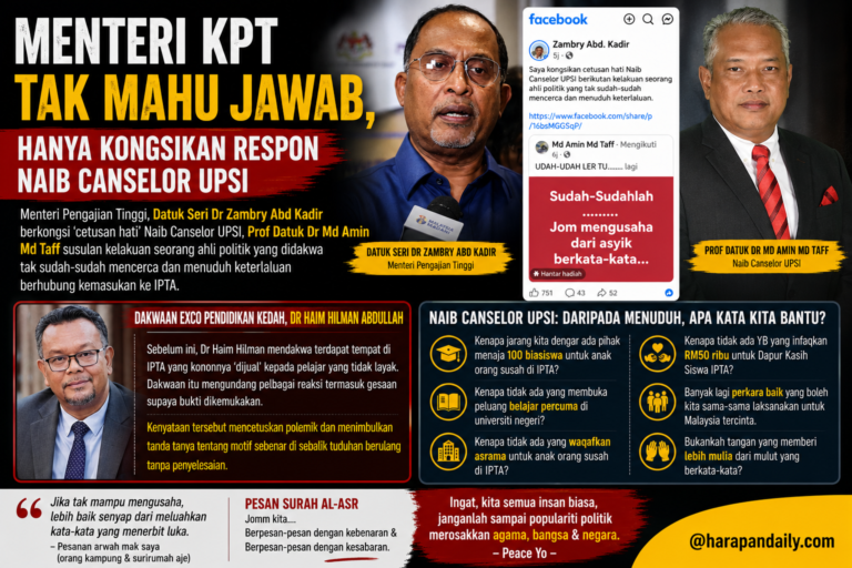 Menteri KPT tak mahu jawab, hanya kongsikan respon Naib Canselor UPSI