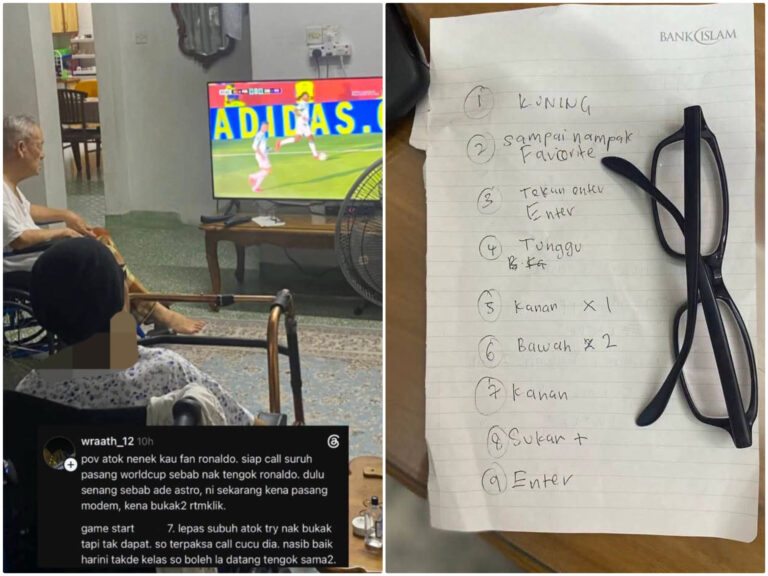 Gelagat atok nenek awal pagi dah terpacak depan tv nak tengok Ronaldo