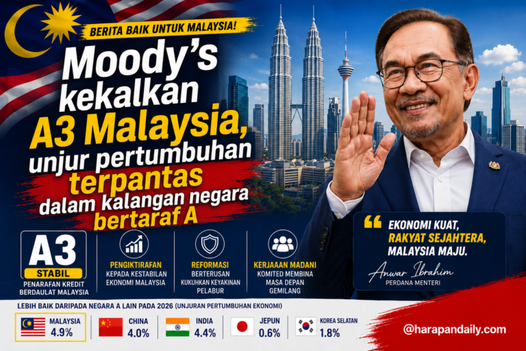 Moody’s kekalkan A3 Malaysia, unjur pertumbuhan terpantas dalam kalangan negara bertaraf A