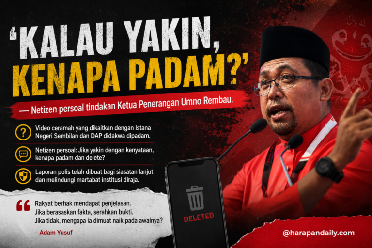‘Kalau yakin, kenapa padam?’ – Netizen persoal tindakan Ketua Penerangan Umno Rembau