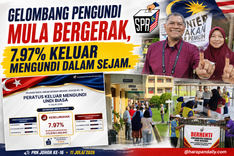 Gelombang pengundi mula bergerak, 7.97% keluar mengundi dalam sejam 